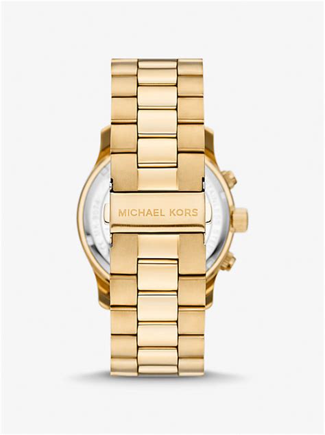 michael kors large runway gold band|Michael Kors gold tone runway.